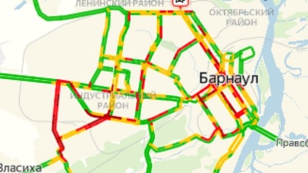 На Барнаульских дорогах без перемен. Город встал в десятибалльные пробки