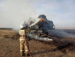 В алтайском посёлке сгорело сено и поле сухой травы