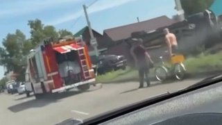 В Бийске машина во время обгона улетела в очень глубокий кювет
